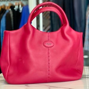 TOD’S Mini AGJ Shopping Tote Leather Bag Fushcia
